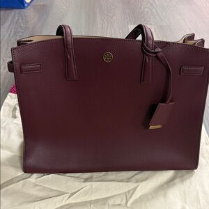 Tory Burch Dark Red Leather Tote
